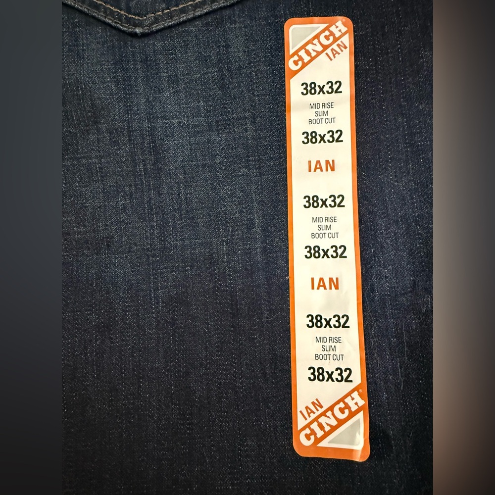 New with Tags Cinch Men's Ian Boot Cut Slim Dark Wash Jeans 38 x 32 - Picture 10 of 10